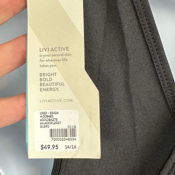Livi Active Athletic Top Size 14/16 Dual Layer Racer Back Tank Black White NWT - Picture 4 of 5